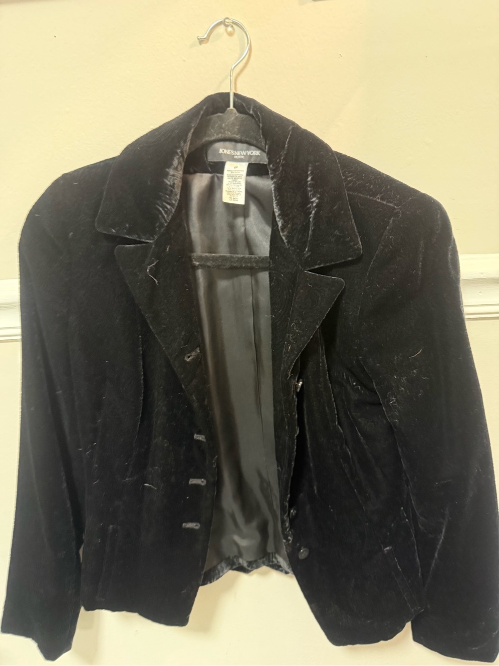 Jones New York Black Velvet Petite Jacket